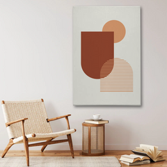 Terracotta Geometric Abstract Canvas Wall Art – Modern Boho Minimalist Design