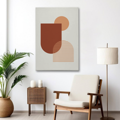Terracotta Geometric Abstract Canvas Wall Art – Modern Boho Minimalist Design