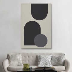 Black & Grey Geometric Abstract Canvas Wall Art – Modern Minimalist Design