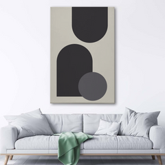 Black & Grey Geometric Abstract Canvas Wall Art – Modern Minimalist Design