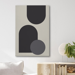 Black & Grey Geometric Abstract Canvas Wall Art – Modern Minimalist Design