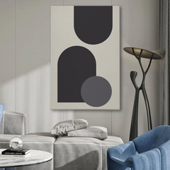 Black & Grey Geometric Abstract Canvas Wall Art – Modern Minimalist Design