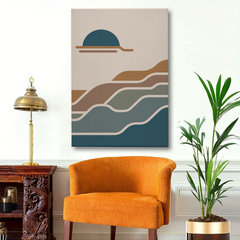 Abstract Sunset & Wave Canvas Wall Art – Modern Minimalist Coastal Design