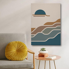 Abstract Sunset & Wave Canvas Wall Art – Modern Minimalist Coastal Design