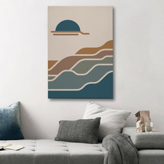Abstract Sunset & Wave Canvas Wall Art – Modern Minimalist Coastal Design