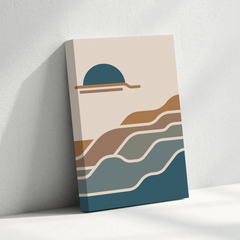 Abstract Sunset & Wave Canvas Wall Art – Modern Minimalist Coastal Design
