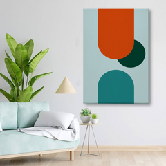 Modern Geometric Canvas Wall Art – Bold Shapes in Teal and Terracotta