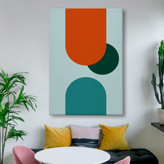 Modern Geometric Canvas Wall Art – Bold Shapes in Teal and Terracotta