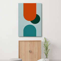 Modern Geometric Canvas Wall Art – Bold Shapes in Teal and Terracotta