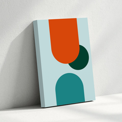Modern Geometric Canvas Wall Art – Bold Shapes in Teal and Terracotta