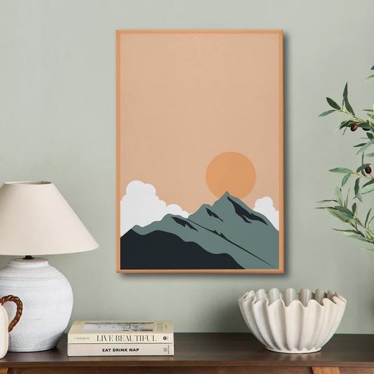 Minimalist Mountain Sunrise Canvas Wall Art – Nature Inspired