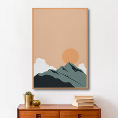 Minimalist Mountain Sunrise Canvas Wall Art – Nature Inspired