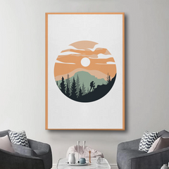 Hiker in Mountain Forest Canvas Wall Art – Minimalist Nature Decor