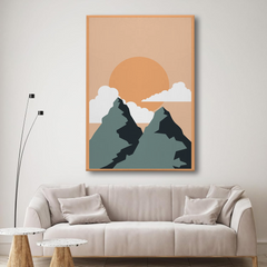 Sunset Over Mountain Peaks Canvas Wall Art – Minimalist Nature Decor