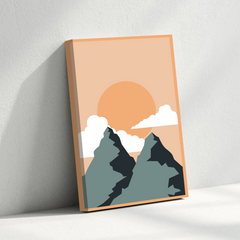 Sunset Over Mountain Peaks Canvas Wall Art – Minimalist Nature Decor