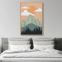 Mountain Sunset Forest Canvas Wall Art – Minimalist Nature Decor