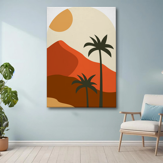 Palm Tree Abstract Canvas Wall Art Print – Tropical Modern Home Decor
