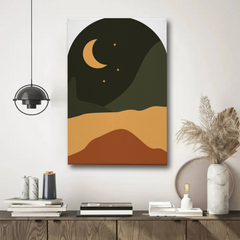 Crescent Moon Abstract Canvas Wall Art Print – Minimalist Night Sky Home Decor