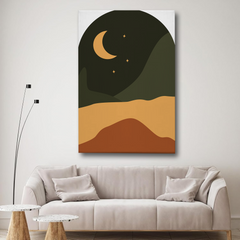Crescent Moon Abstract Canvas Wall Art Print – Minimalist Night Sky Home Decor