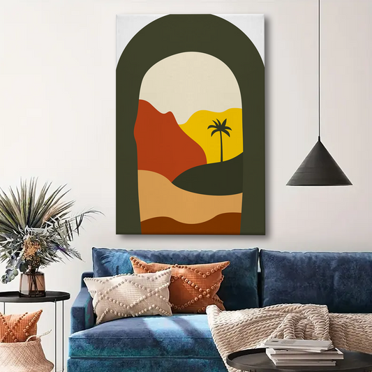 Palm Tree Abstract Canvas Wall Art Print – Tropical Modern Home Decor