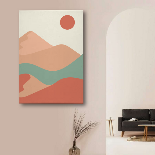 Sunset River Abstract Canvas Wall Art Print – Minimalist Modern Home Decor