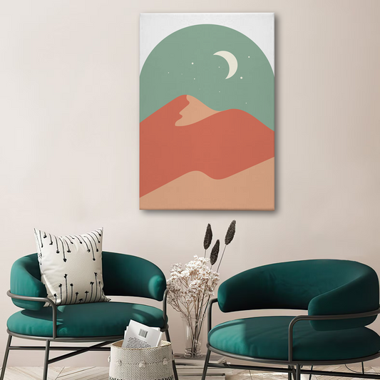 Moonlit Desert Abstract Canvas Wall Art Print – Minimalist Modern Home Decor