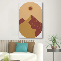 Golden Sun Abstract Mountain Canvas Wall Art Print – Modern Minimalist Home Decor