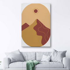 Golden Sun Abstract Mountain Canvas Wall Art Print – Modern Minimalist Home Decor