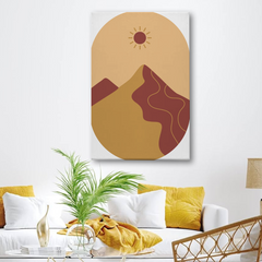 Golden Sun Abstract Mountain Canvas Wall Art Print – Modern Minimalist Home Decor