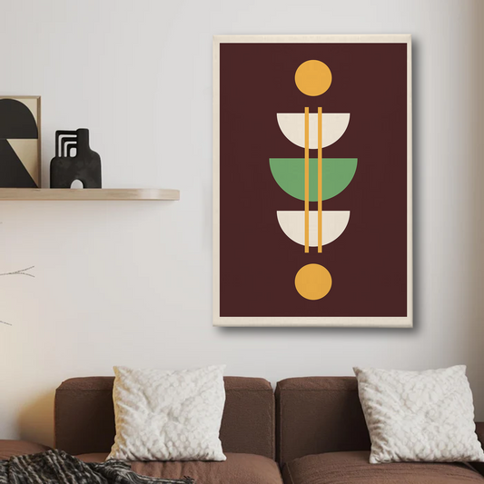 Boho Abstract Geometric Brown Canvas Wall Art – Modern Minimalist Wall Decor