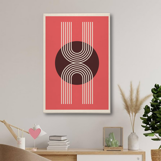 Boho Abstract Red Geometric Canvas Wall Art – Modern Minimalist Wall Decor