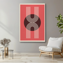 Boho Abstract Red Geometric Canvas Wall Art – Modern Minimalist Wall Decor