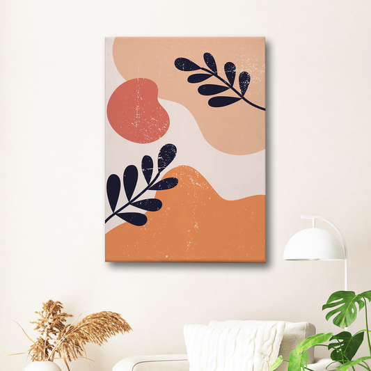 Abstract Botanical Canvas Wall Art – Modern Minimalist Leaf Print
