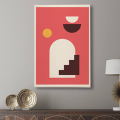 Boho Geometric Arch Canvas Wall Art – Minimalist Red Modern Wall Decor