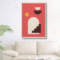 Boho Geometric Arch Canvas Wall Art – Minimalist Red Modern Wall Decor