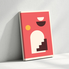 Boho Geometric Arch Canvas Wall Art – Minimalist Red Modern Wall Decor