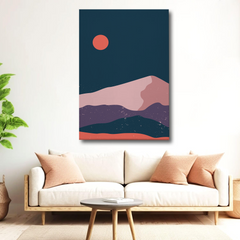 Abstract Mountain Sunset Canvas Wall Art – Modern Boho Wall Decor