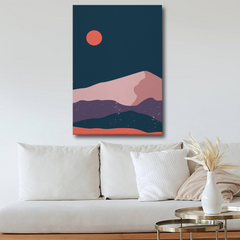 Abstract Mountain Sunset Canvas Wall Art – Modern Boho Wall Decor