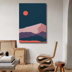 Abstract Mountain Sunset Canvas Wall Art – Modern Boho Wall Decor