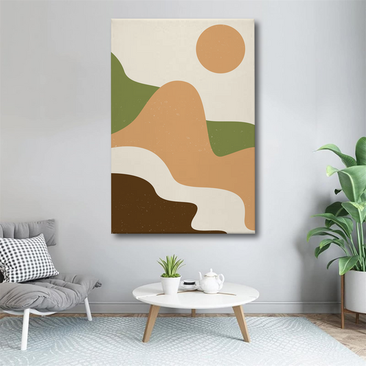 Earthy Abstract Landscape Canvas Wall Art – Modern Boho Home Decor