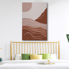 Terracotta Abstract Waves Canvas Wall Art – Modern Minimalist Home Decor