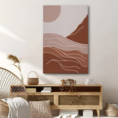 Terracotta Abstract Waves Canvas Wall Art – Modern Minimalist Home Decor