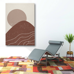Earthy Mountain & Sun Abstract Canvas Wall Art – Minimalist Boho Home Decor