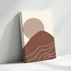 Earthy Mountain & Sun Abstract Canvas Wall Art – Minimalist Boho Home Decor