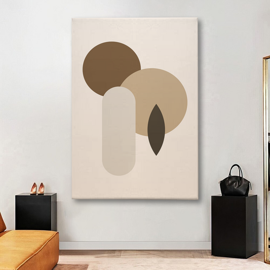Geometric Abstract Shapes Canvas Wall Art – Neutral Minimalist Home Decor