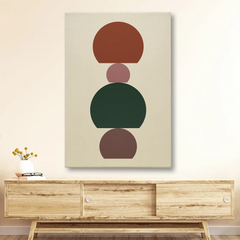 Earthy Geometric Abstract Canvas Wall Art – Minimalist Stacked Semi-Circles