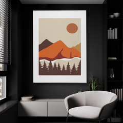 Abstract Mountain Landscape Canvas Wall Art – Minimalist Sunset Nature Print