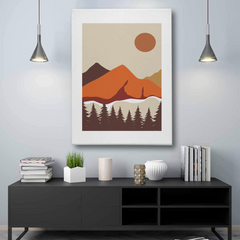 Abstract Mountain Landscape Canvas Wall Art – Minimalist Sunset Nature Print
