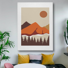 Abstract Mountain Landscape Canvas Wall Art – Minimalist Sunset Nature Print