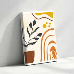 Boho Rainbow & Plant Canvas Wall Art – Abstract Minimalist Print for Modern Home Decor